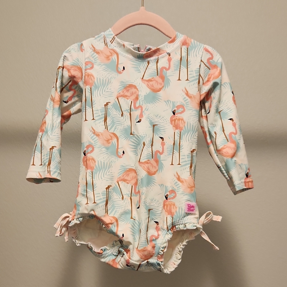 Ruffle Butts Tropical Long Sleeve Swimsuit